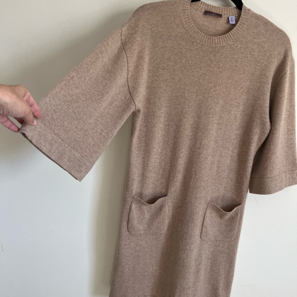 Cullen Beige Cashmere Midi Sweater Dress Bell sleeves women’s size Medium GUC. - Picture 2 of 11
